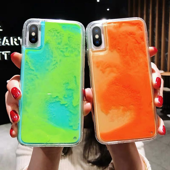 New Fashion Noctilucent Dynamic Liquid Quicksand For iPhone 6 6S 7 8 Plus X XR XS Max Phone Cases Trend Luminous Case